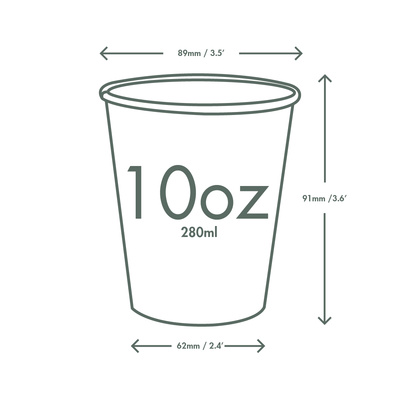 Bio Kaffeebecher Kraft PLA 250ml/10oz,ؠ90mm Pack (50Stck)